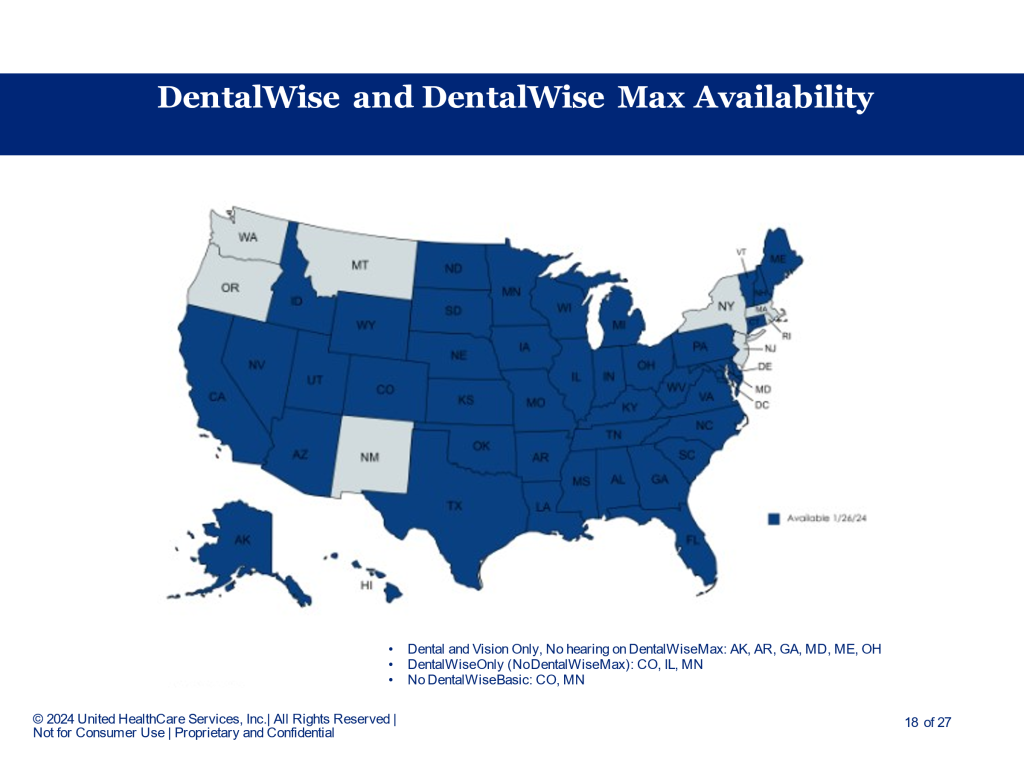 UHC DentalWise Availability Map